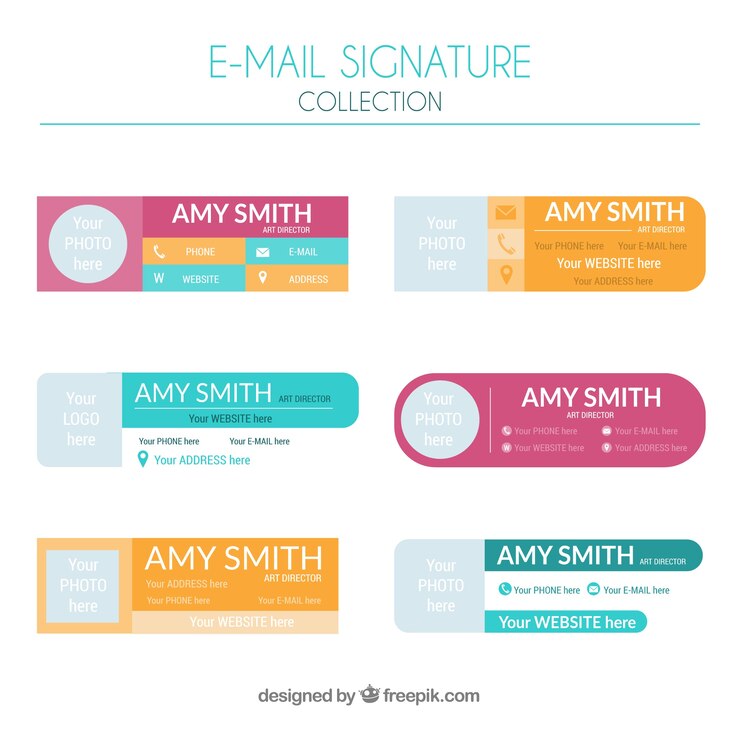 Free Vector email signature collection in flat style