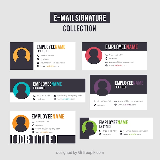 Email signature collection in flat style