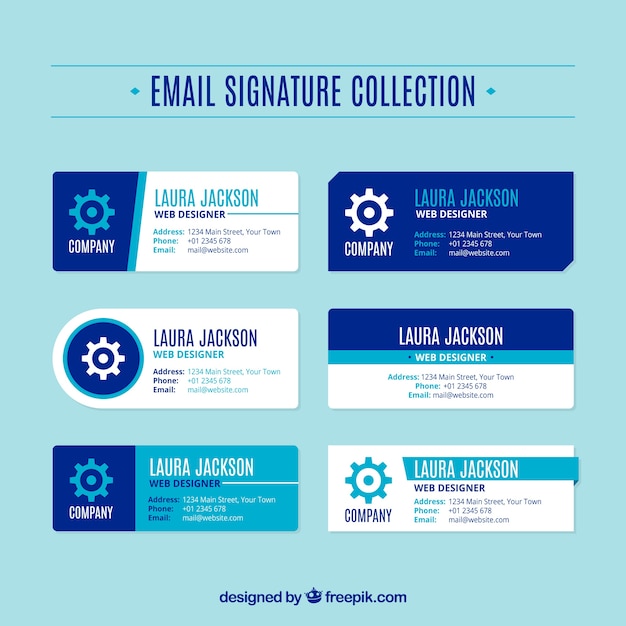 Email signature collection in flat style