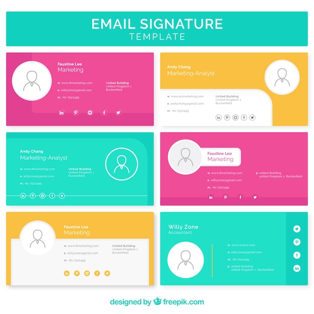 Email signature collection in flat style