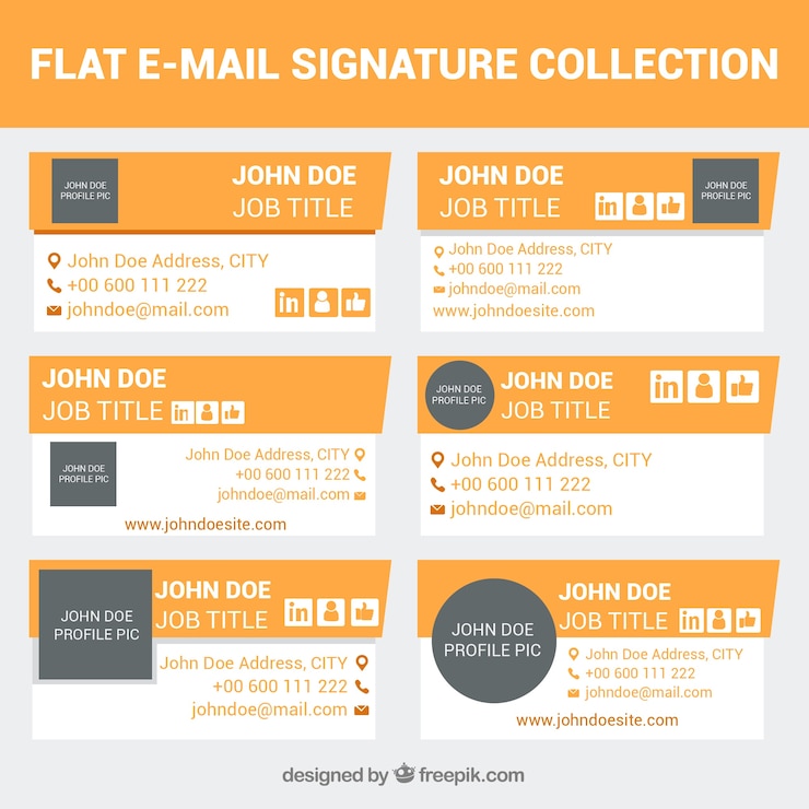 Free Vector email signature collection in flat style