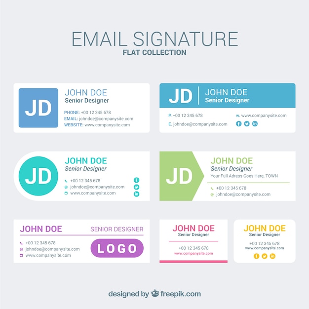 Email signature collection in flat style