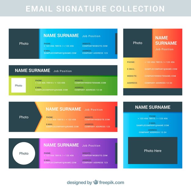 グラデーションカラーの電子メール署名コレクション