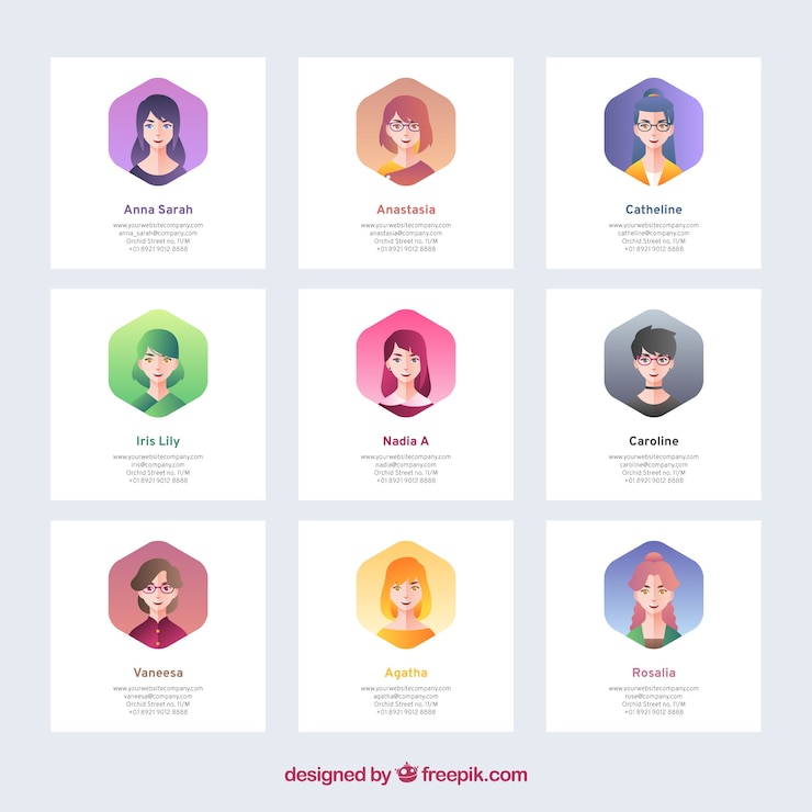 Free Vector email signature collection in gradient colors