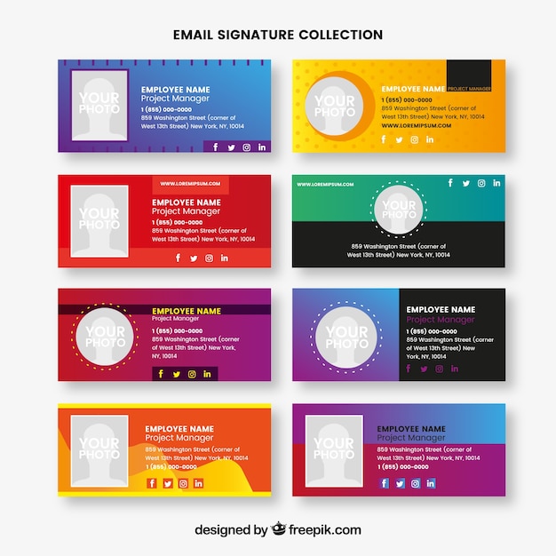 email signature collection in gradient colors