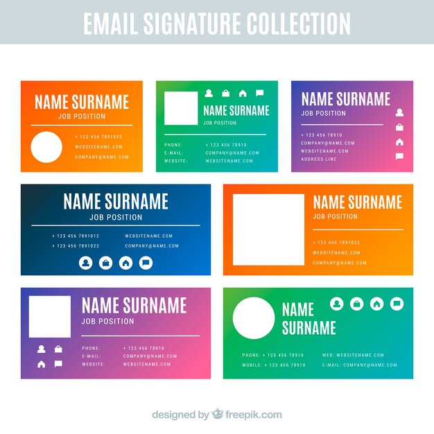 Email signature collection in gradient colors