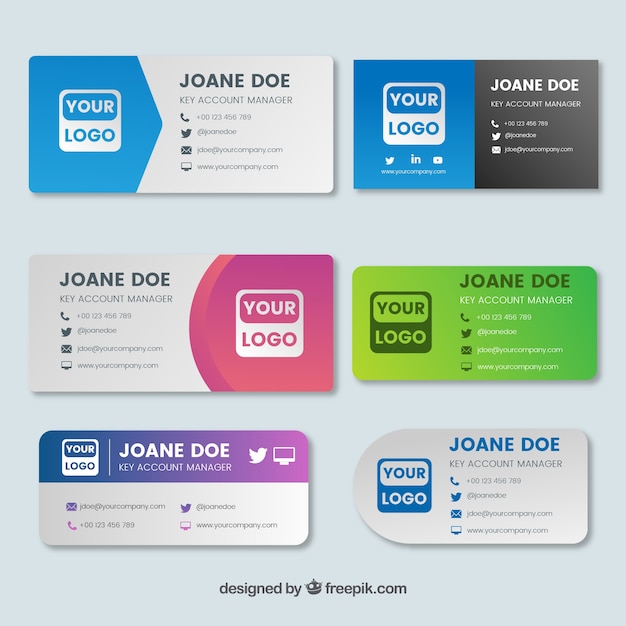 Free vector email signature collection in gradient style