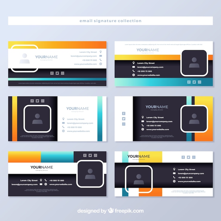 Free Vector email signature collection in gradient style