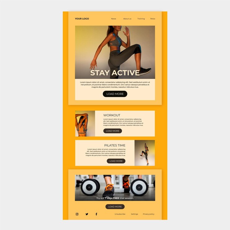Free Vector email template for fitness