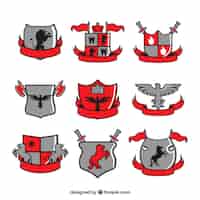Free vector emblems of knights collection