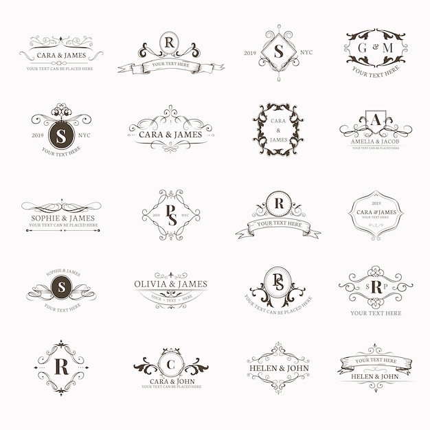 Free vector emblems with initials set