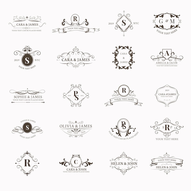 Emblems with initials set