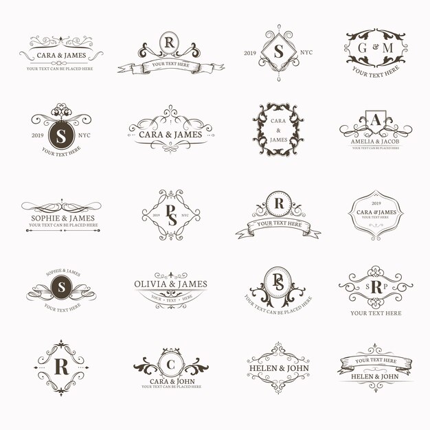 Emblems with initials set