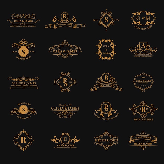 Free vector emblems with initials set