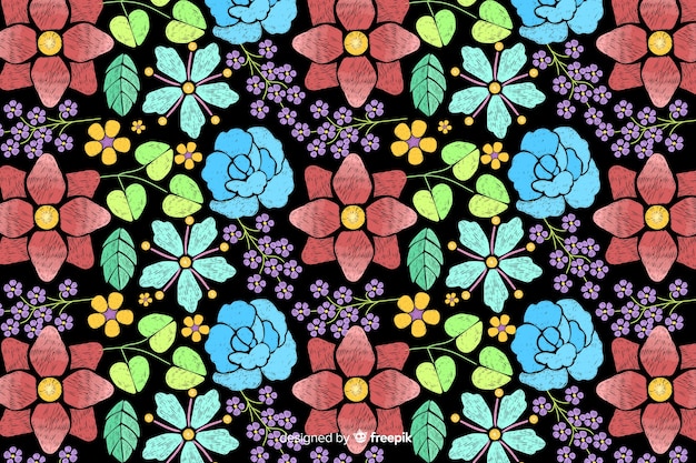 Free vector embroidery floral background