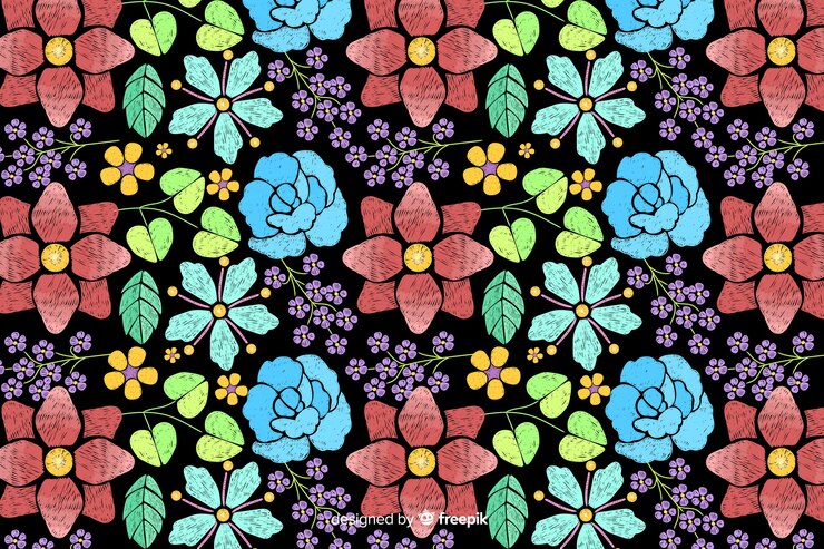 Free Vector embroidery floral background