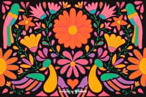 Free vector embroidery mexican floral background