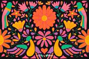 Free vector embroidery mexican floral background