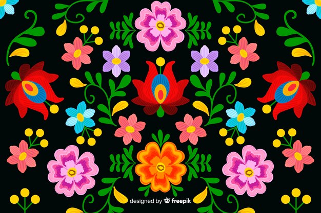 刺繍メキシコ花の背景
