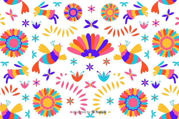 Free vector embroidery mexican floral background