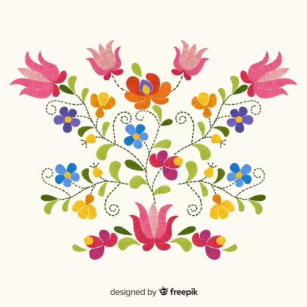 Free vector embroidery mexican floral background