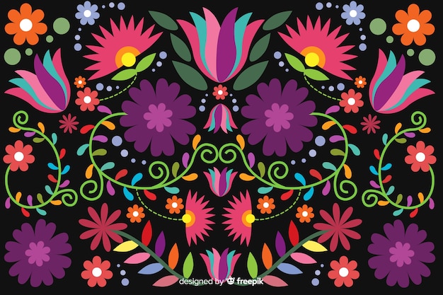 Free vector embroidery mexican floral background