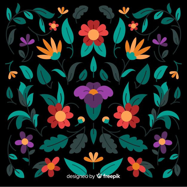 Embroidery mexican floral decorative background