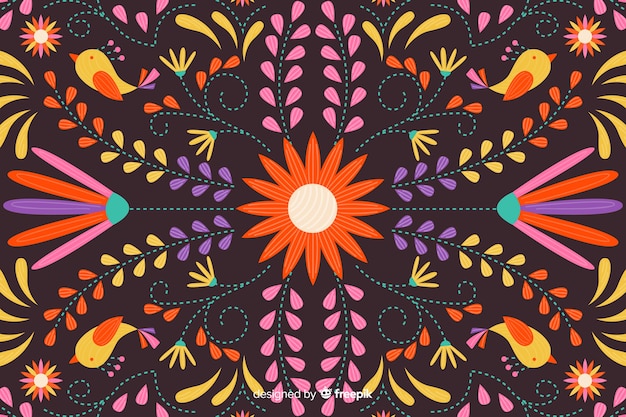 Free vector embroidery mexican flower background