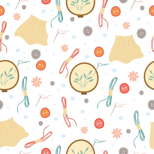 Free vector embroidery seamless pattern