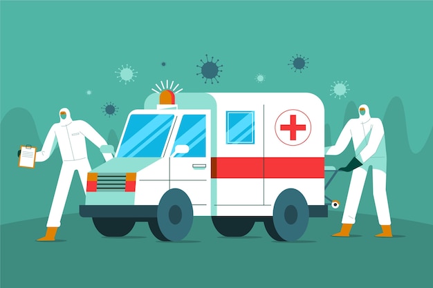 Free vector emergency ambulance coronavirus