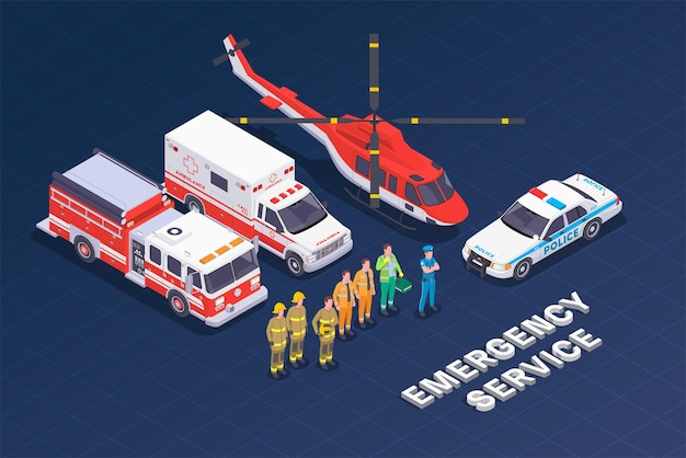 Free vector emergency service isometric illustration