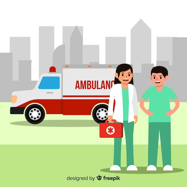 Emergency service team in flat design