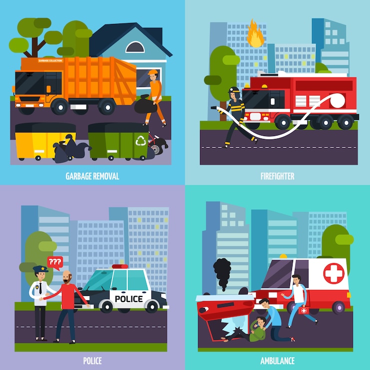 Free Vector emergency services icon set
