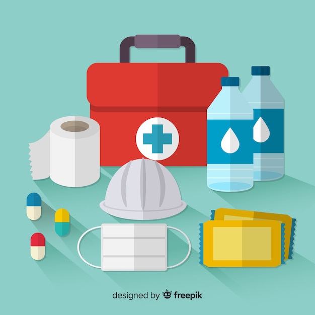 Free vector emergency survival kit in flat style