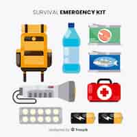 Free vector emergency survival kit in flat style