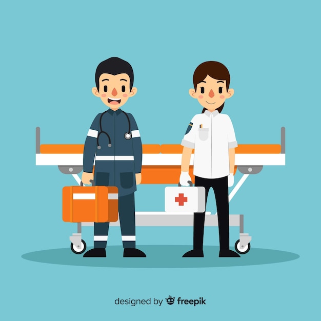 Free vector emergency team in flat style