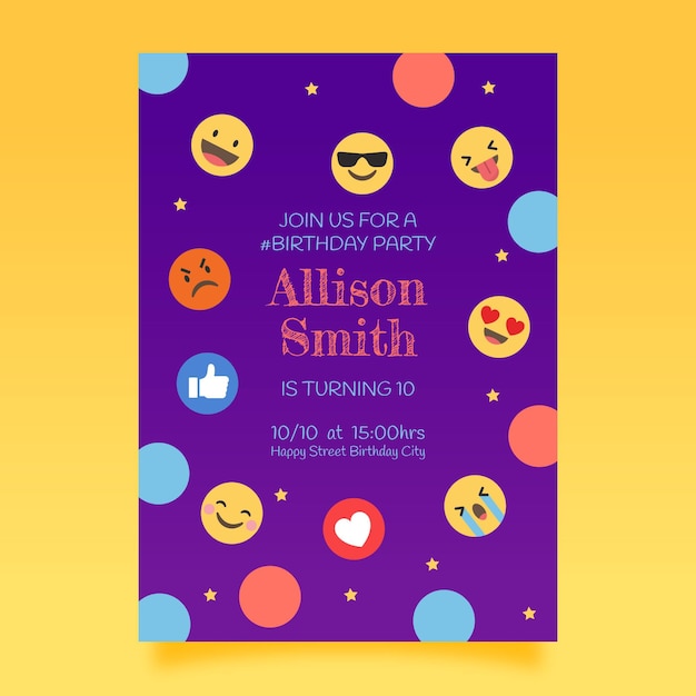 Emoji birthday invitation template