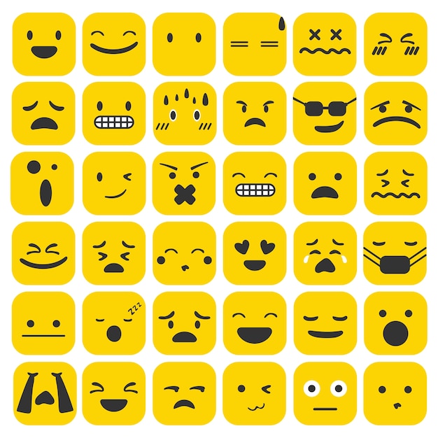 Vettore gratuito le emoticon emoji impostano la raccolta di sentimenti espressione faccia