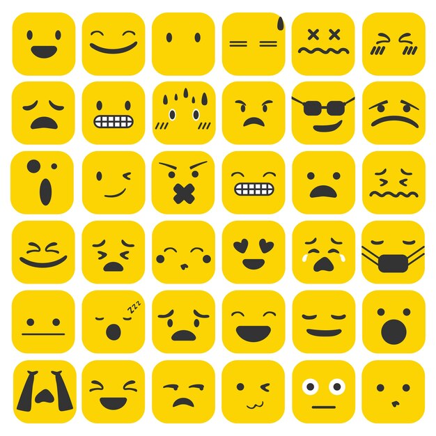 Emoji emoticons set face expression feelings collection 