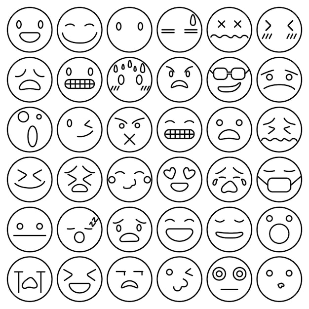 Vettore gratuito le emoticon emoji impostano la raccolta di sentimenti espressione faccia