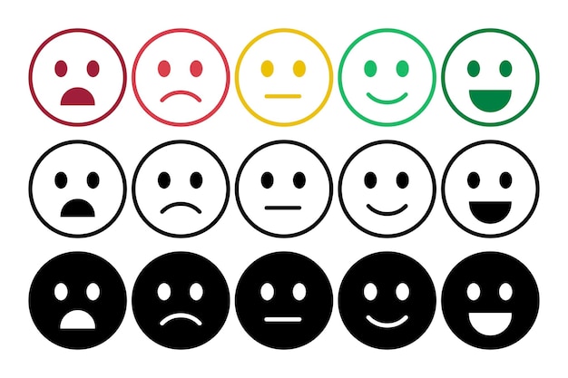 Free vector emoji feedback in outline and flat styles