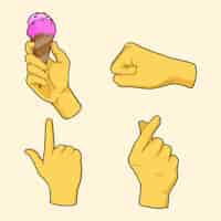 Free vector emoji hands element set