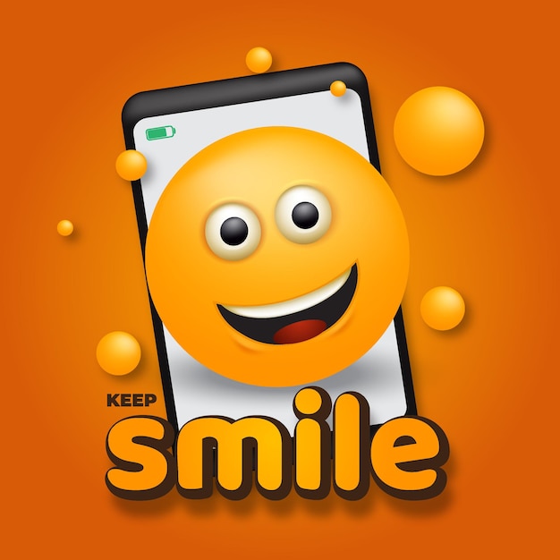 Emoji smile with smartphone vector illustration