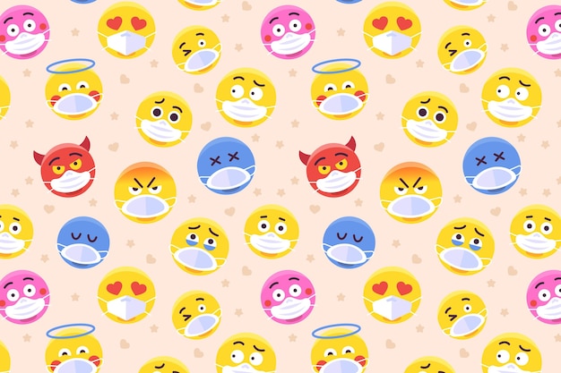 Бесплатное векторное изображение emoji с рисунком маски для лица