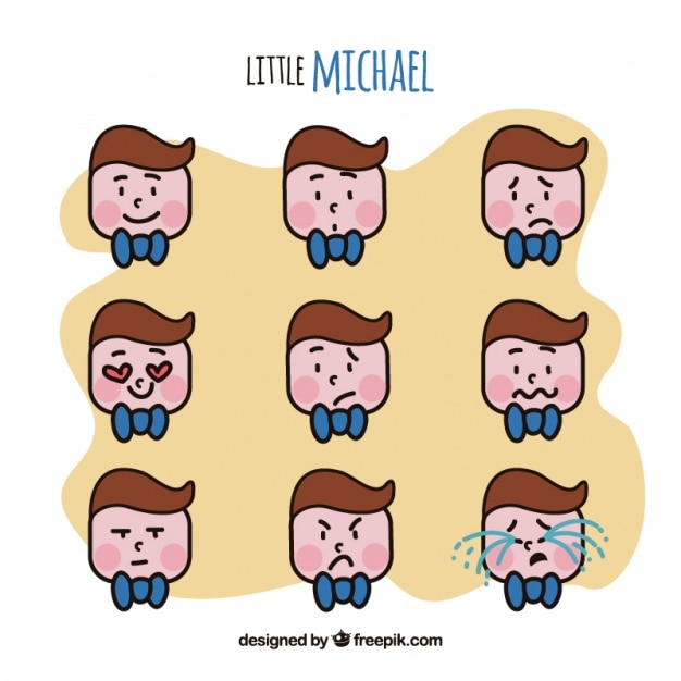 Emojis of cute boy in flat design