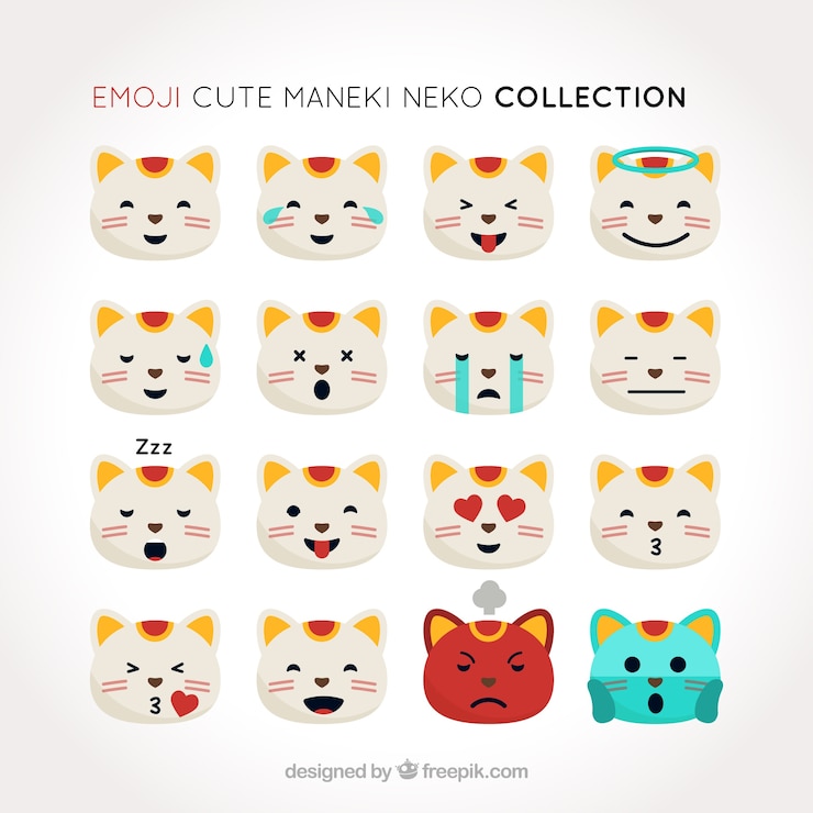Free Vector emoticon collection of maneki neko
