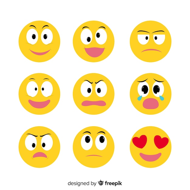 Vettore gratuito raccolta di reazioni emoticon