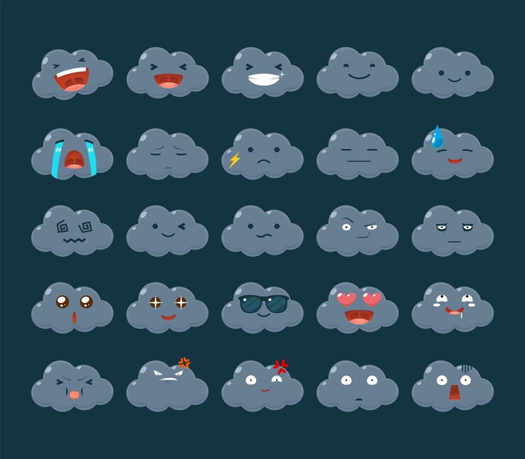 Free Vector emoticon set of the dark cloud.