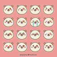 Free vector emoticon set of round hamster