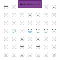 Vettore gratuito nero e grigio emoji set di icone